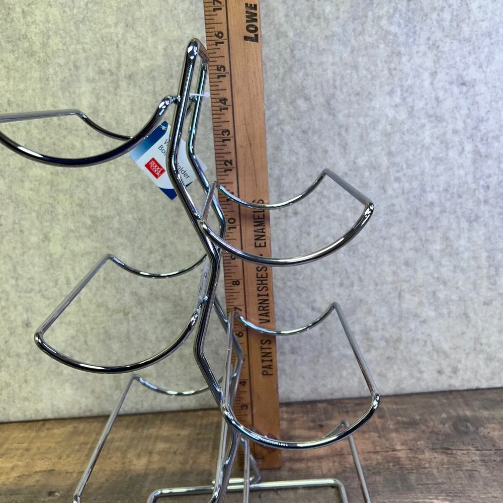 Good Cook Freestanding Chrome Metal 6 Six Bottle‎ Wine Rack Holder Stand NEW